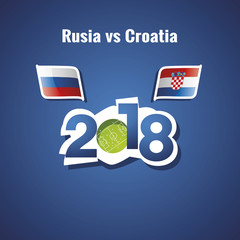 Russia vs Croatia flags soccer blue background