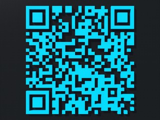 Abstract 3D qr code background on dark background. The concept of encrypted information about goods, addresses and services. 3D rendering.
