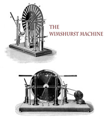the Wimshurst machine, developed by the British inventor James Wimshurst (1832–1903),  is an electrostatic generator for generating high voltages based on electrostatic induction