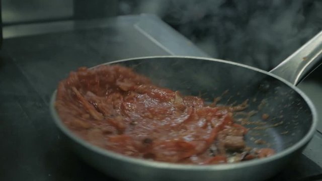 Mariana sauce simmering in pan