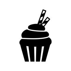 Black isolated vector cupcake icon. Muffin icon.