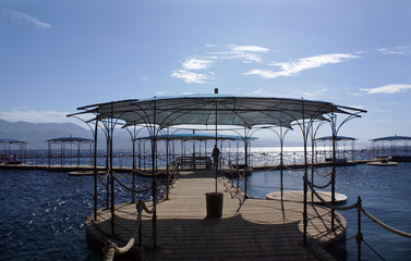 Floating recreation area in morning