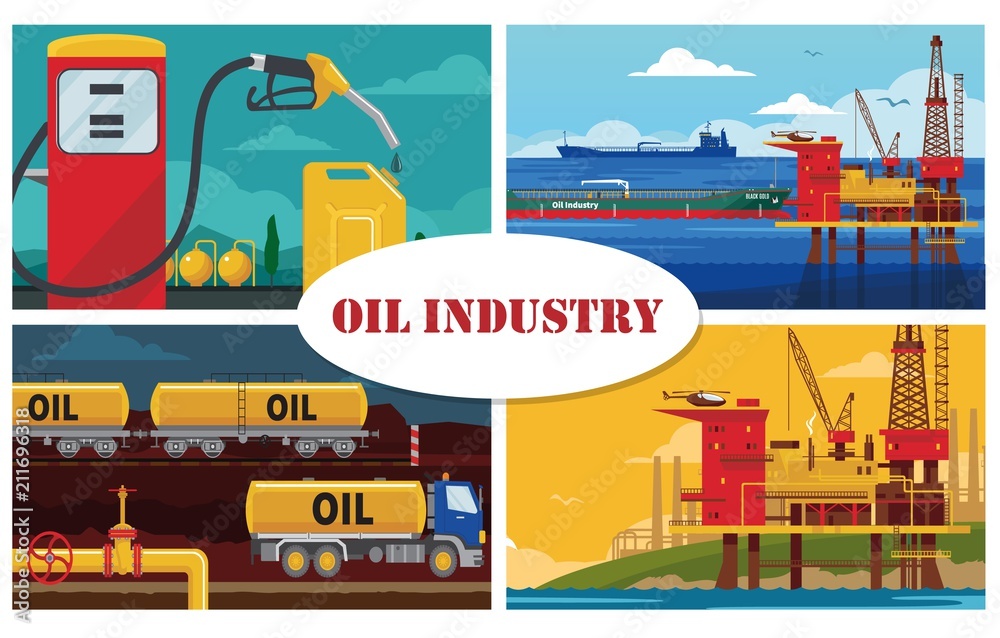 Sticker Flat Oil Industry Concept