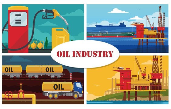 Flat Oil Industry Concept