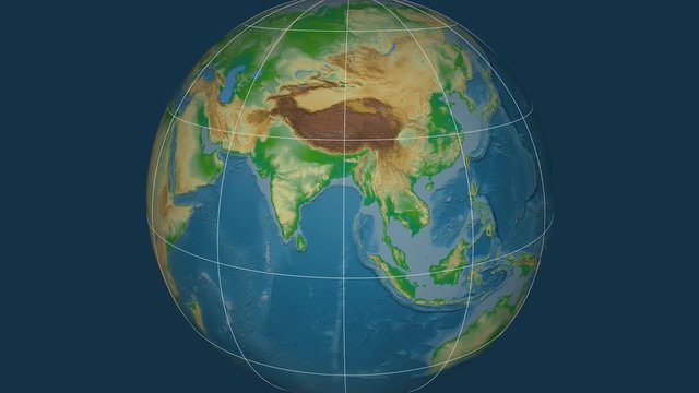 Zoom-in on Myanmar outlined. Physical