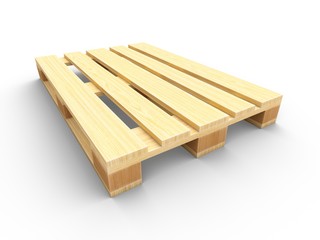 3D rendering wooden pallet isolated on white background