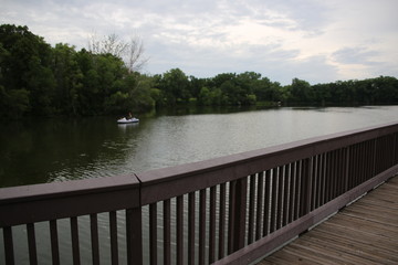 The view of a lake from the boardwalk