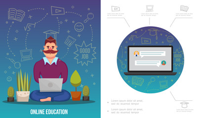 Flat E-Learning Infographic Template
