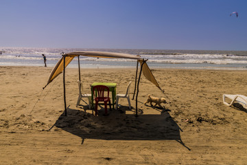 A typical view of la boquilla beach near Cartagena Colombia