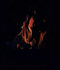 flame on a black background