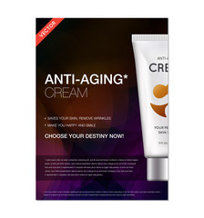 Anti-aging Hand Cream Contained in Cosmetic tube, 3d illustration for Advertising in Vector.
