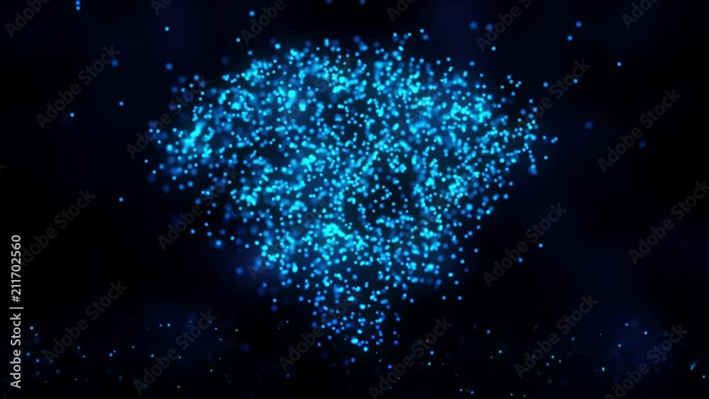 Aufkleber animation of flying flickering particles form a wifi sign or internet symbol on dark background with