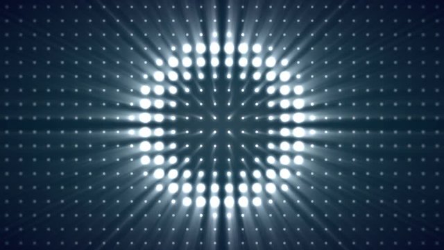 Light seamless background. Circle Bulb Lights Room Animation Background. Bright floodlights turning on and off