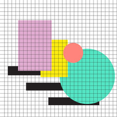 memphis style background. vector geometric illustration. texture print in  bright colors. 