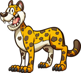 Happy cartoon cheetah, jaguar or leopard. Vector clip art illustration with simple gradients. All in a single layer.  © Memoangeles