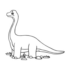 Diplodocus cartoon illustration isolated on white background for children color book