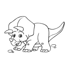 Triceratops cartoon illustration isolated on white background for children color book