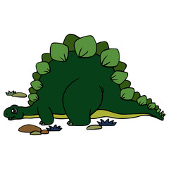 Stegosaurus cartoon illustration isolated on white background for children color book