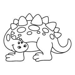 Stegosaurus cartoon illustration isolated on white background for children color book