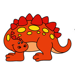 Stegosaurus cartoon illustration isolated on white background for children color book
