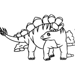 Stegosaurus cartoon illustration isolated on white background for children color book