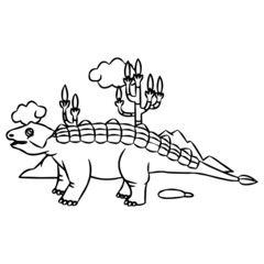 Stegosaurus cartoon illustration isolated on white background for children color book