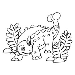 Stegosaurus cartoon illustration isolated on white background for children color book