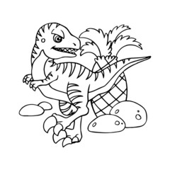Velociraptor cartoon illustration isolated on white background for children color book
