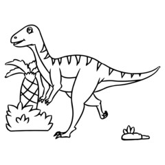 Velociraptor cartoon illustration isolated on white background for children color book