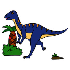 Velociraptor cartoon illustration isolated on white background for children color book