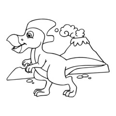 Velociraptor cartoon illustration isolated on white background for children color book