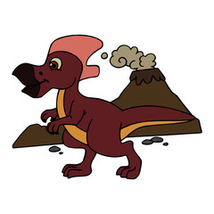 Velociraptor cartoon illustration isolated on white background for children color book