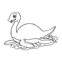 Plesiosaurs cartoon illustration isolated on white background for children color book