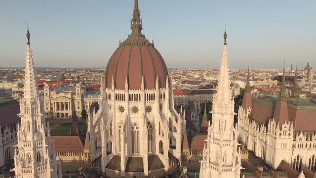 Aerial view of Hungarian Parliament - Budapest, Hungary