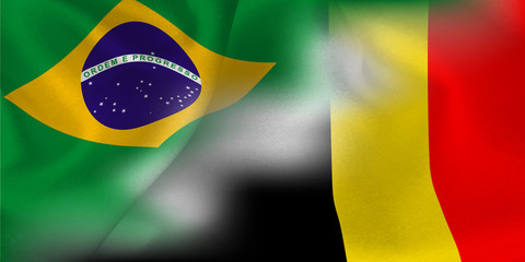 ブラジル　ベルギー　国旗　サッカー 