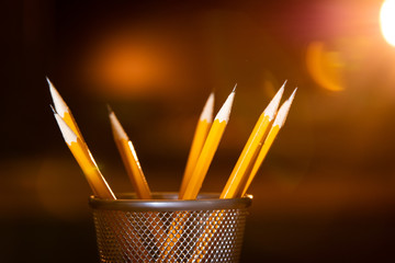Pencils with light flare