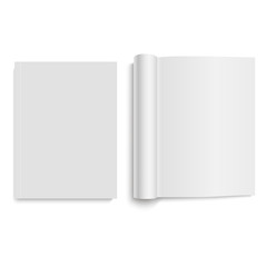 Fototapeta premium Blank of opened and closed magazine or journal. Vector.