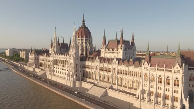 Aerial view of Hungarian Parliament - Budapest, Hungary