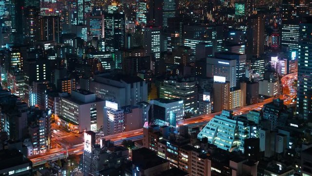 Time-lapse of Tokyo at night near Hamamatsuchō from above