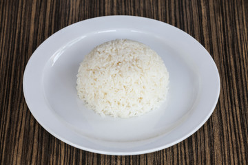 cooked rice is placed