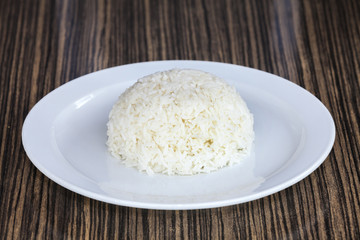 cooked rice is placed
