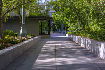 Empty walkway in Temple Square