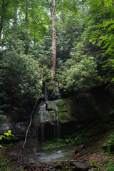 Waterfall in Jefferson National Forest in Pembroke, Giles County, Virginia in the Summer - Limestone Rock with Moss