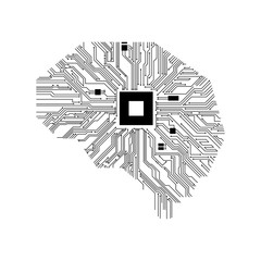 Computer Processor Brain Shape with Circuit Board