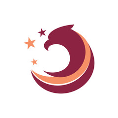 Simple Cool Eagle Hawk with Star