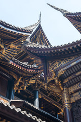 Naklejka premium Traditional chinese architecture details in BaoLunSi temple Chongqing, China