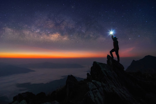 Leader and Milky Way Galaxy landscape.