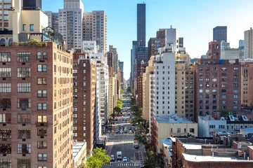 Fotobehang New York Bovenaanzicht van een druk straatbeeld op 1st Avenue in Manhattan New York City