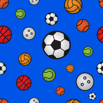 seamless pattern with sport ball © Sabavector