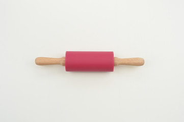 close up of wooden rolling pin for background